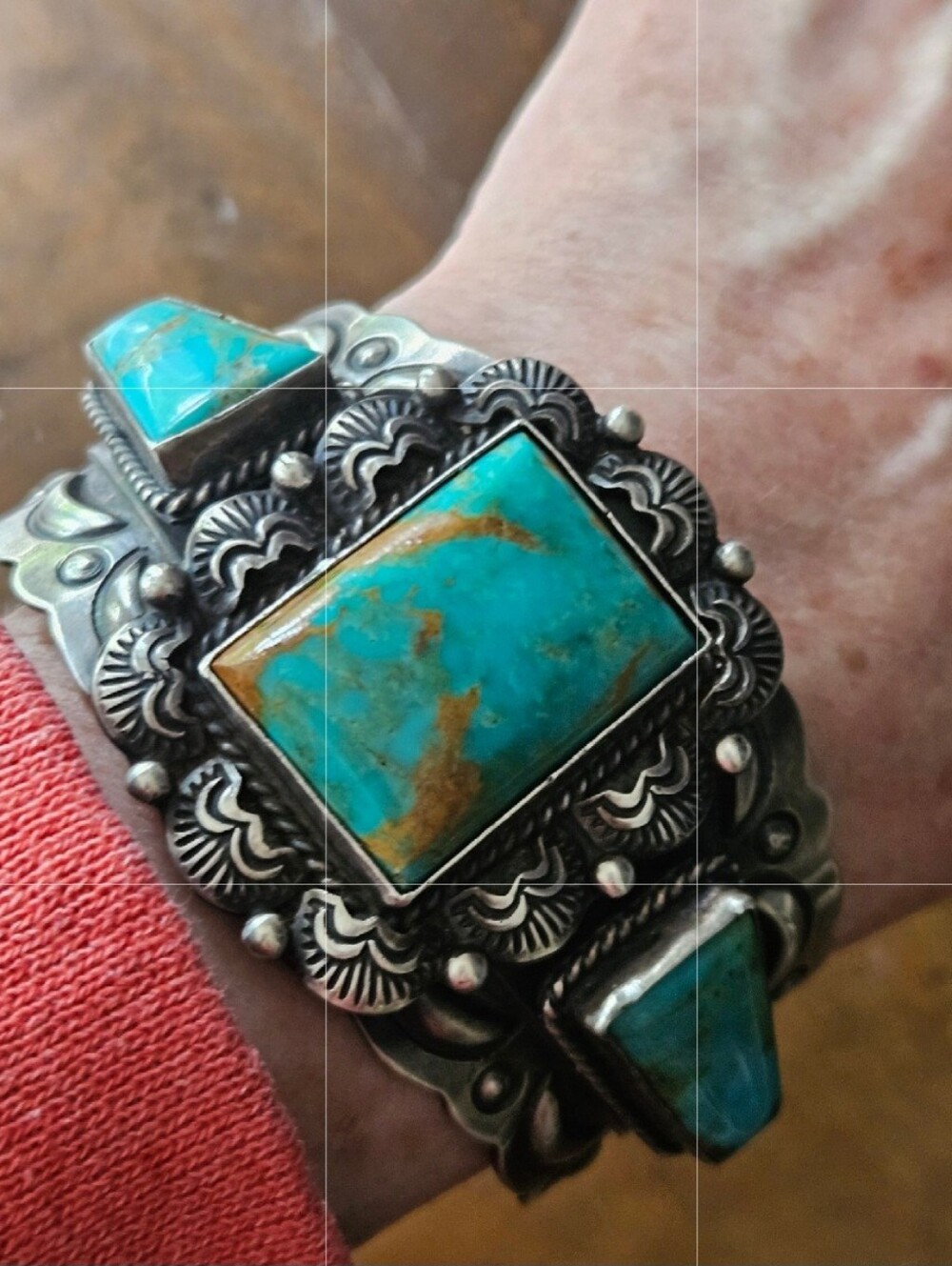 Navajo Royston Turquoise Statement Cuff Bracelet